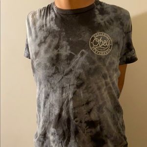 Obey blue tie dye short sleeve shirt